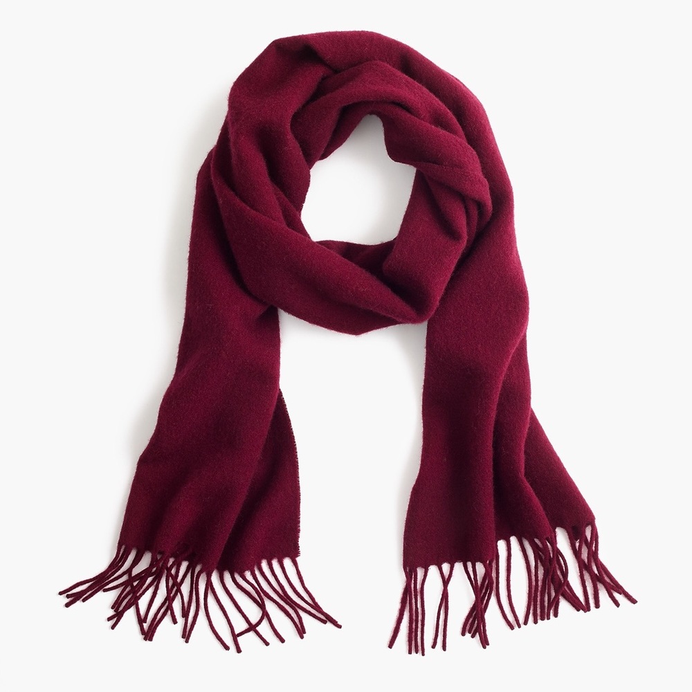 NWT J. Crew Solid cashmere scarf — Burgundy color